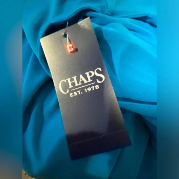 CHAPS Maxi full length slinky V-Neck dress. Size 4. Bright teal blue. NWT - Picture 8 of 11